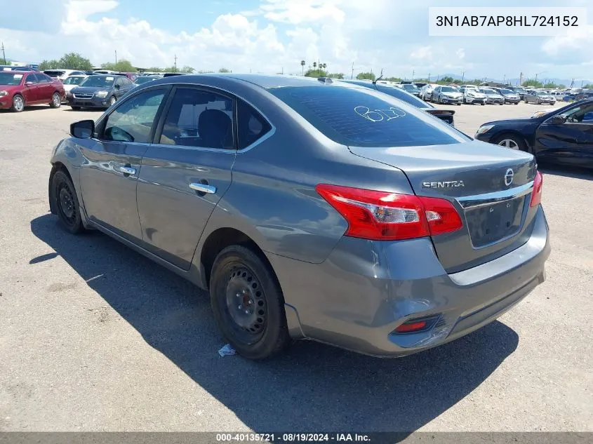 2017 Nissan Sentra Sv VIN: 3N1AB7AP8HL724152 Lot: 40135721