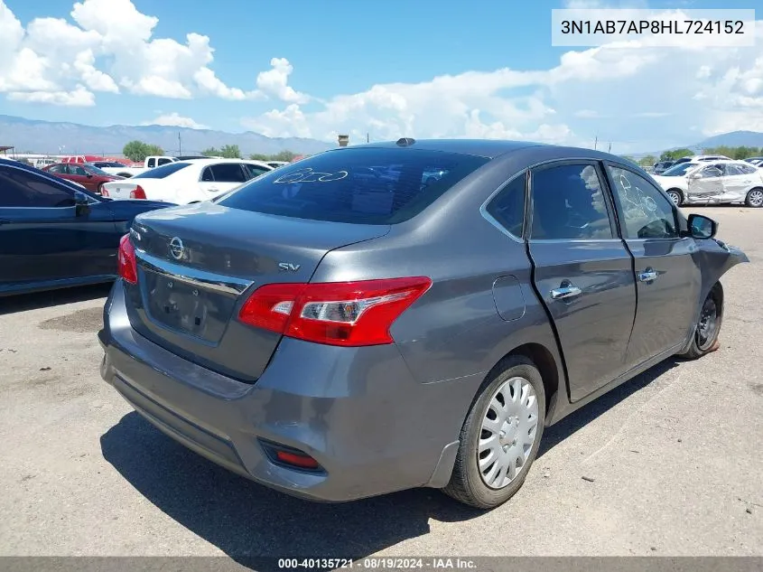 2017 Nissan Sentra Sv VIN: 3N1AB7AP8HL724152 Lot: 40135721