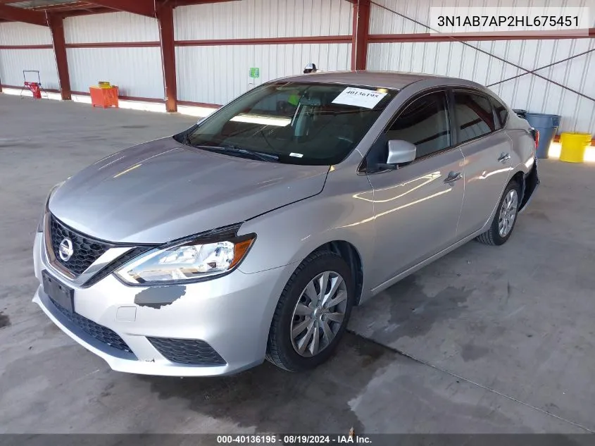 2017 Nissan Sentra Sv VIN: 3N1AB7AP2HL675451 Lot: 40136195