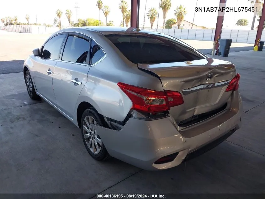 3N1AB7AP2HL675451 2017 Nissan Sentra Sv