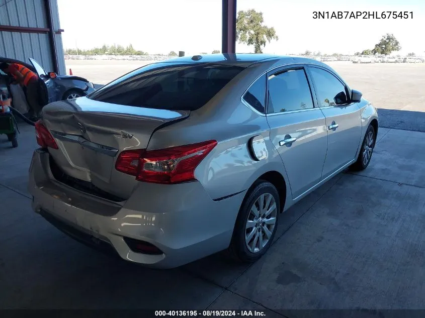 2017 Nissan Sentra Sv VIN: 3N1AB7AP2HL675451 Lot: 40136195