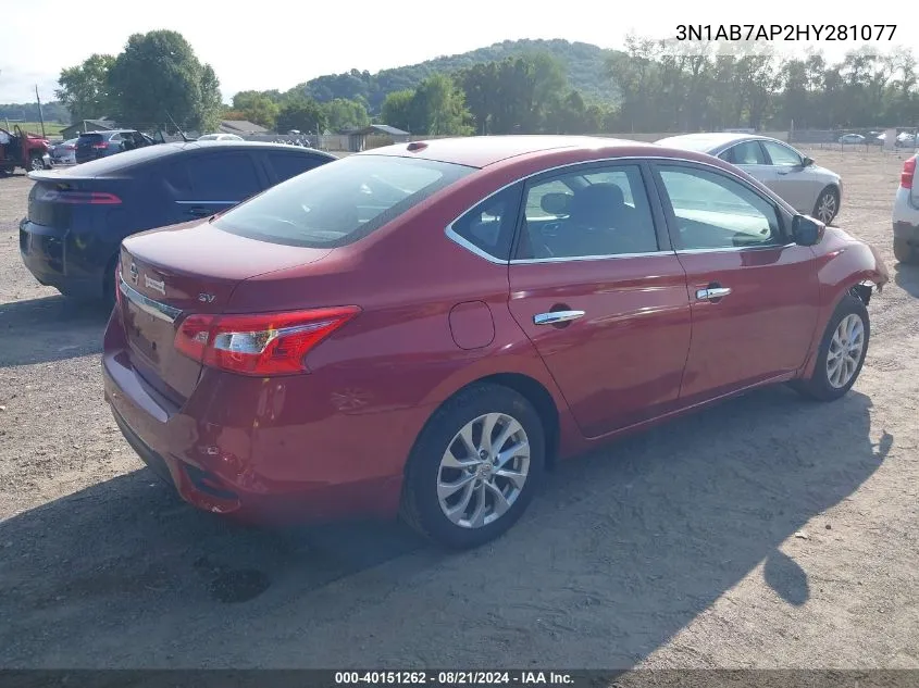 2017 Nissan Sentra S/Sv/Sr/Sl VIN: 3N1AB7AP2HY281077 Lot: 40151262