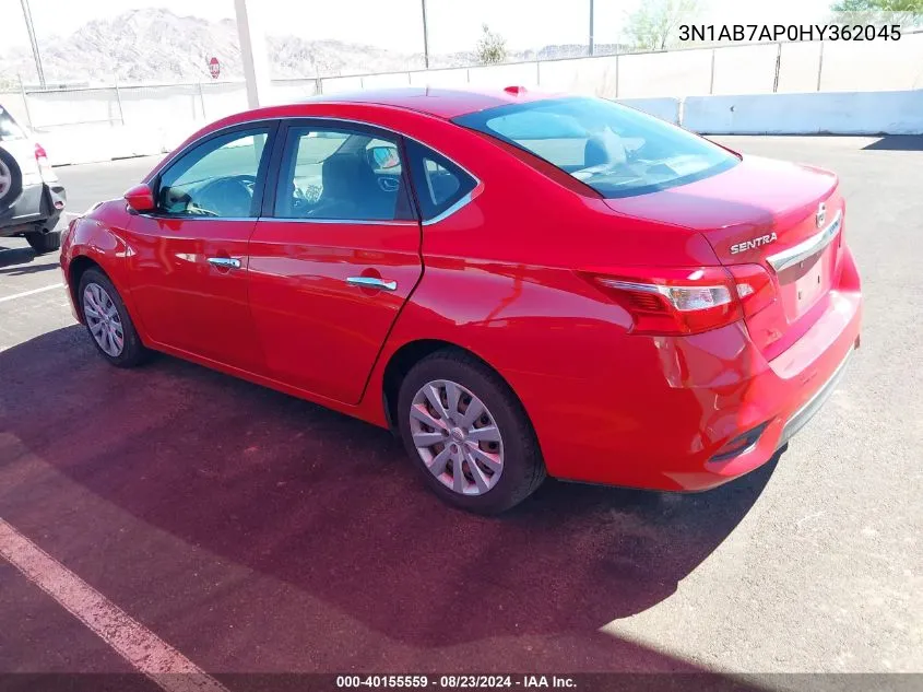 2017 Nissan Sentra Sv VIN: 3N1AB7AP0HY362045 Lot: 40155559