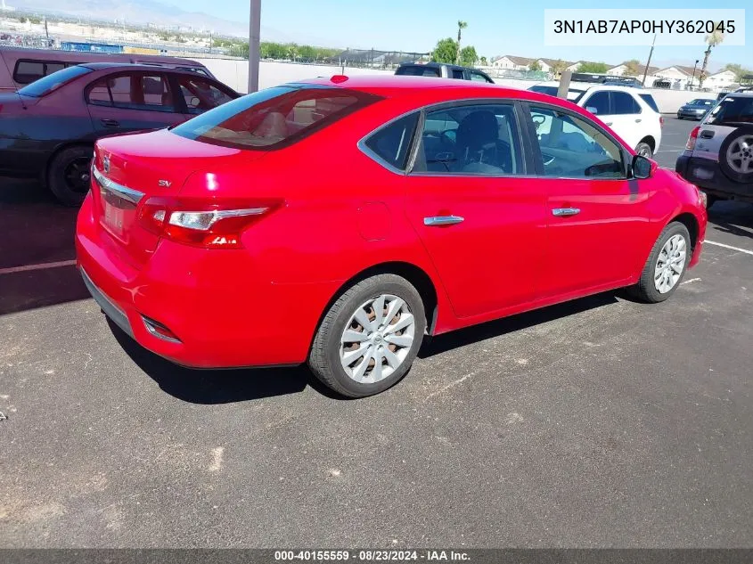 2017 Nissan Sentra Sv VIN: 3N1AB7AP0HY362045 Lot: 40155559