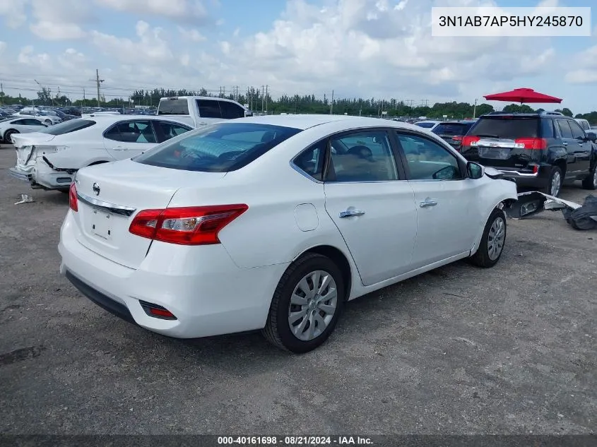 2017 Nissan Sentra S/Sv/Sr/Sl VIN: 3N1AB7AP5HY245870 Lot: 40161698