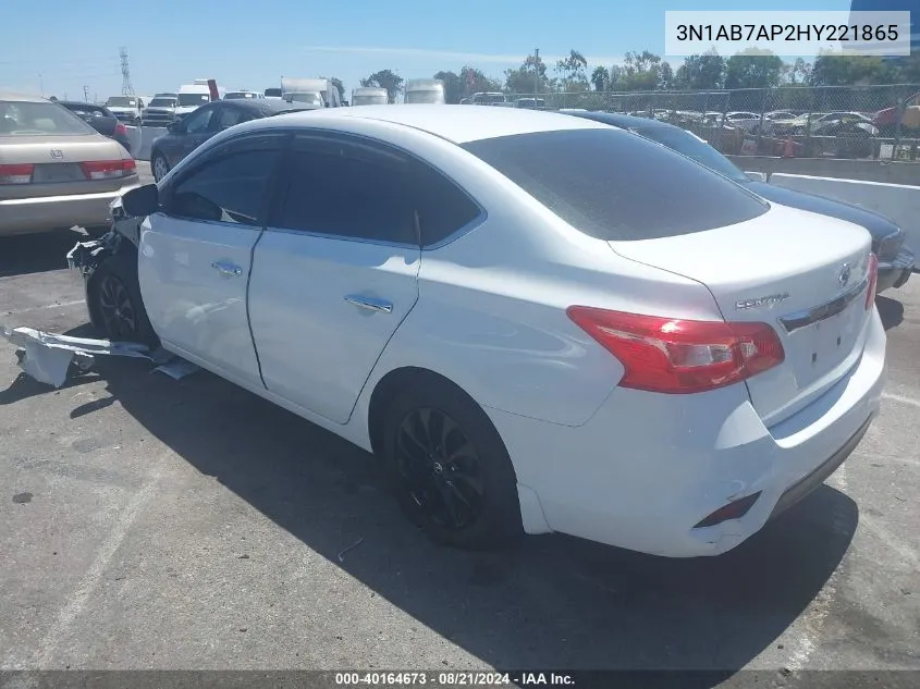 2017 Nissan Sentra S/Sv/Sr/Sl VIN: 3N1AB7AP2HY221865 Lot: 40164673