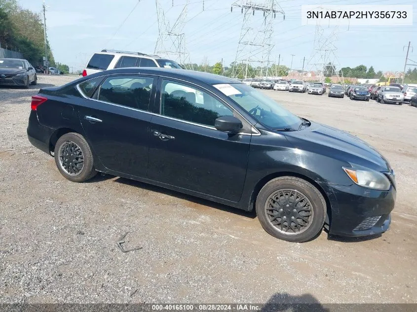 2017 Nissan Sentra Sv VIN: 3N1AB7AP2HY356733 Lot: 40165100