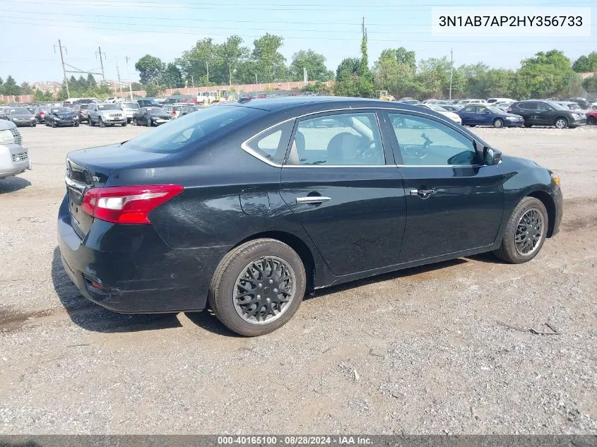 2017 Nissan Sentra Sv VIN: 3N1AB7AP2HY356733 Lot: 40165100