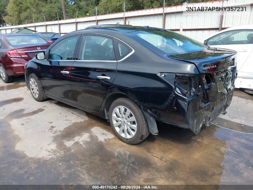 2017 Nissan Sentra Sv VIN: 3N1AB7AP5HY357231 Lot: 40170242