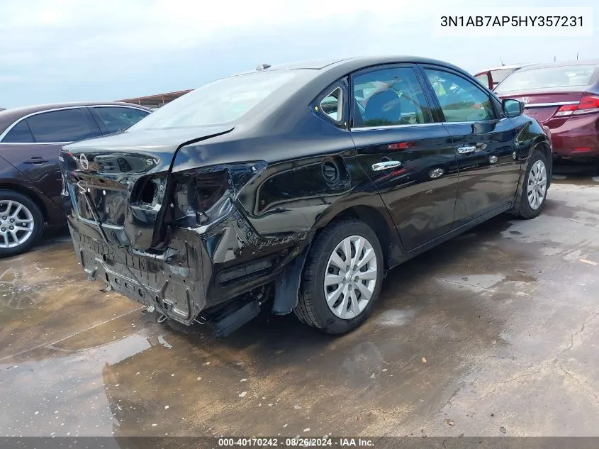 2017 Nissan Sentra Sv VIN: 3N1AB7AP5HY357231 Lot: 40170242