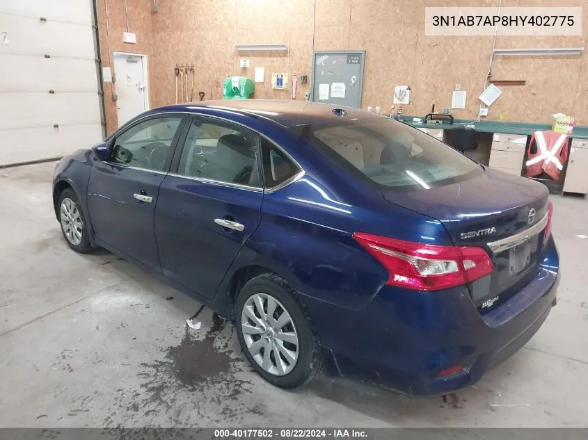 2017 Nissan Sentra Sv VIN: 3N1AB7AP8HY402775 Lot: 40177502