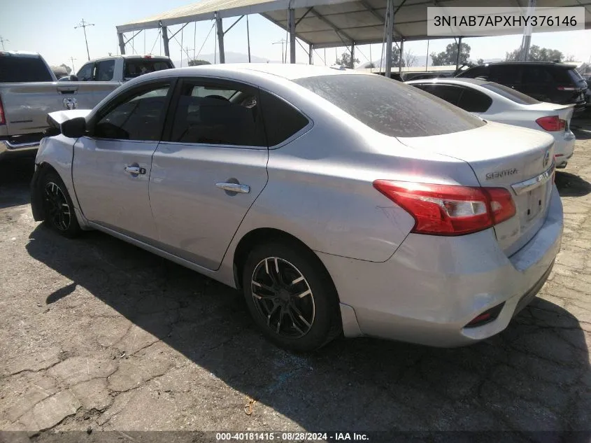 2017 Nissan Sentra Sv VIN: 3N1AB7APXHY376146 Lot: 40181415