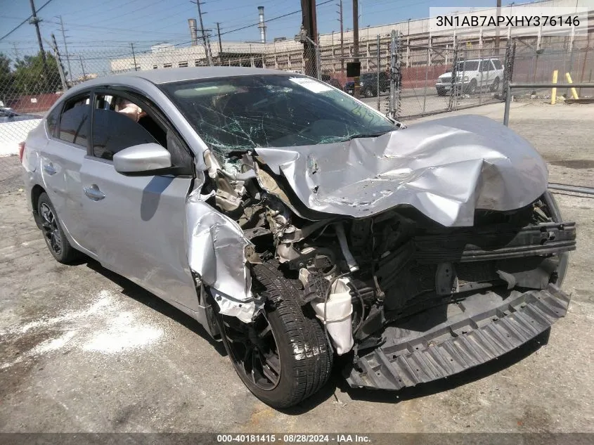 2017 Nissan Sentra Sv VIN: 3N1AB7APXHY376146 Lot: 40181415