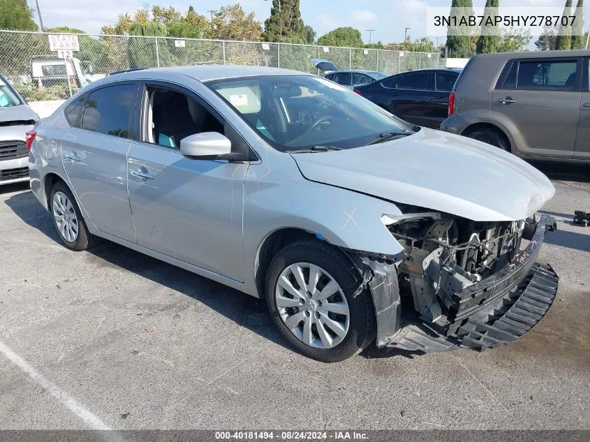 2017 Nissan Sentra Sv VIN: 3N1AB7AP5HY278707 Lot: 40181494