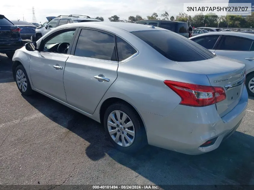 2017 Nissan Sentra Sv VIN: 3N1AB7AP5HY278707 Lot: 40181494