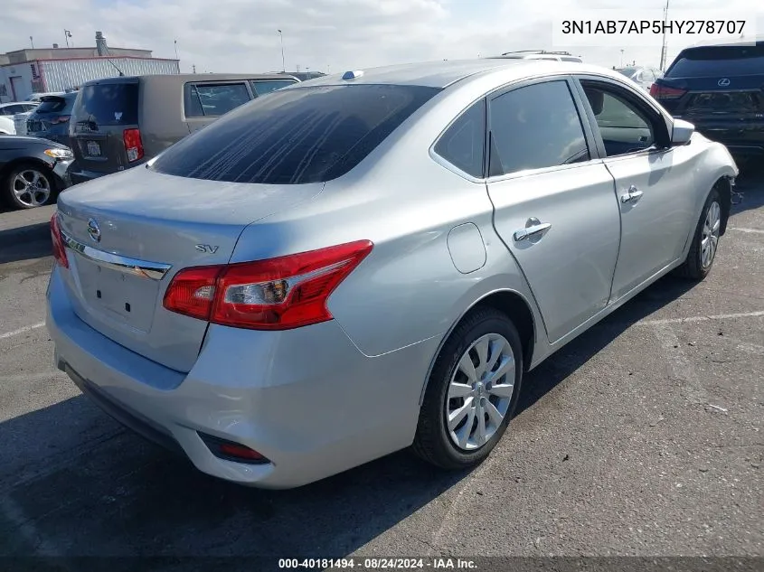 2017 Nissan Sentra Sv VIN: 3N1AB7AP5HY278707 Lot: 40181494