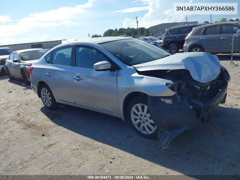 2017 Nissan Sentra S VIN: 3N1AB7APXHY366586 Lot: 40184473