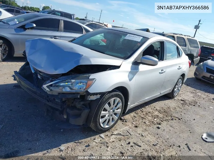 2017 Nissan Sentra S VIN: 3N1AB7APXHY366586 Lot: 40184473