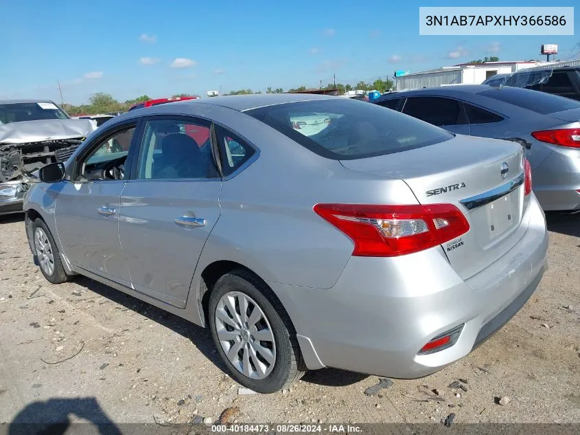 2017 Nissan Sentra S VIN: 3N1AB7APXHY366586 Lot: 40184473