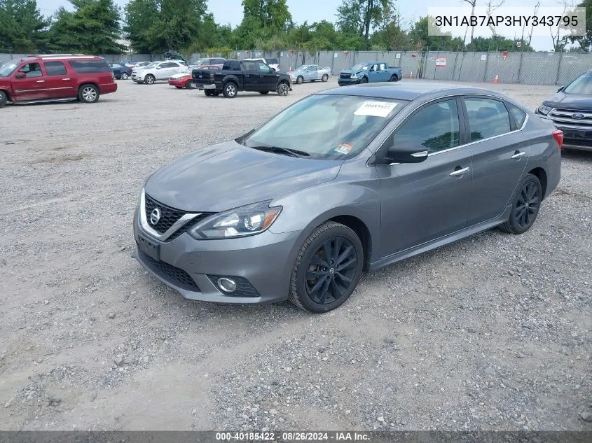 2017 Nissan Sentra Sr VIN: 3N1AB7AP3HY343795 Lot: 40185422