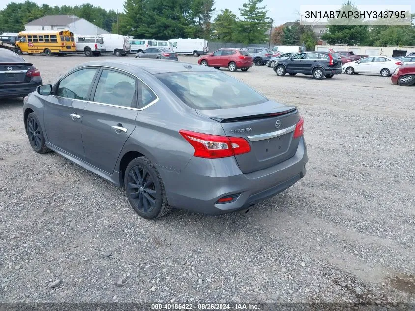 2017 Nissan Sentra Sr VIN: 3N1AB7AP3HY343795 Lot: 40185422