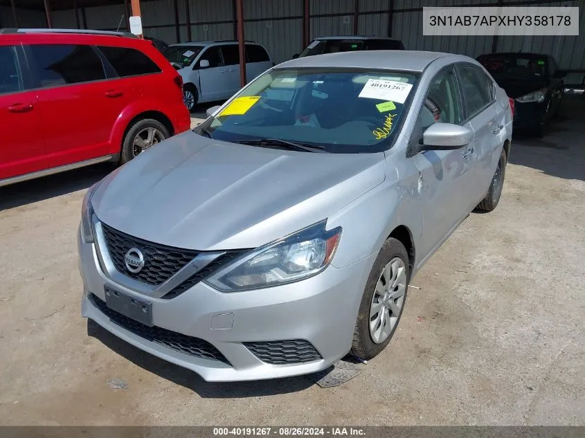 2017 Nissan Sentra Sv VIN: 3N1AB7APXHY358178 Lot: 40191267