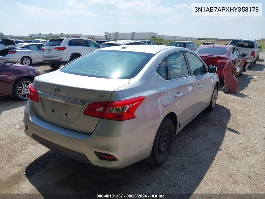 2017 Nissan Sentra Sv VIN: 3N1AB7APXHY358178 Lot: 40191267