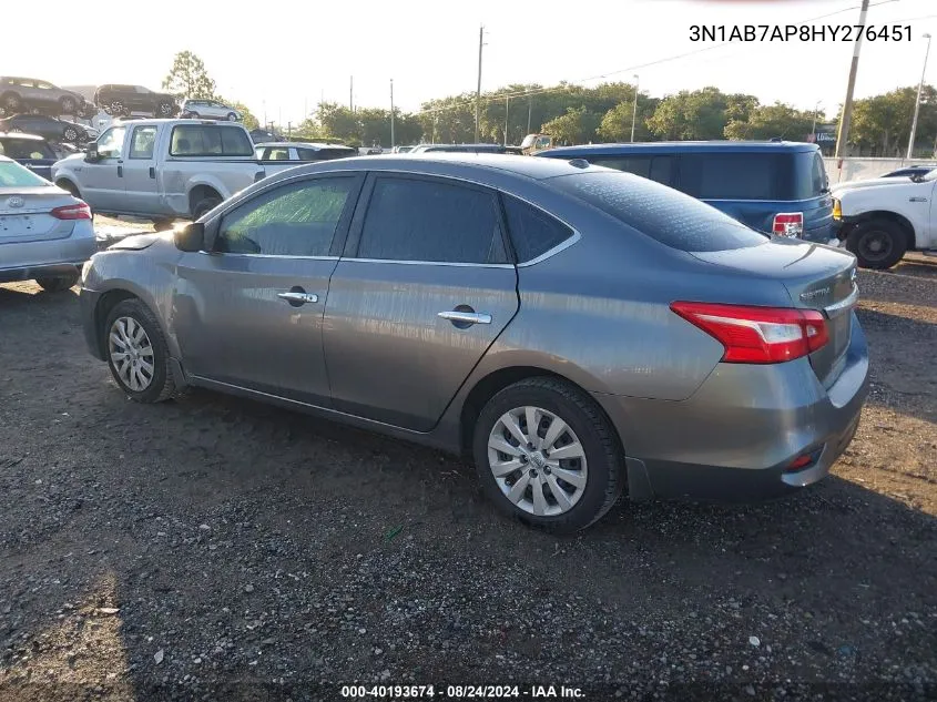 3N1AB7AP8HY276451 2017 Nissan Sentra Sv