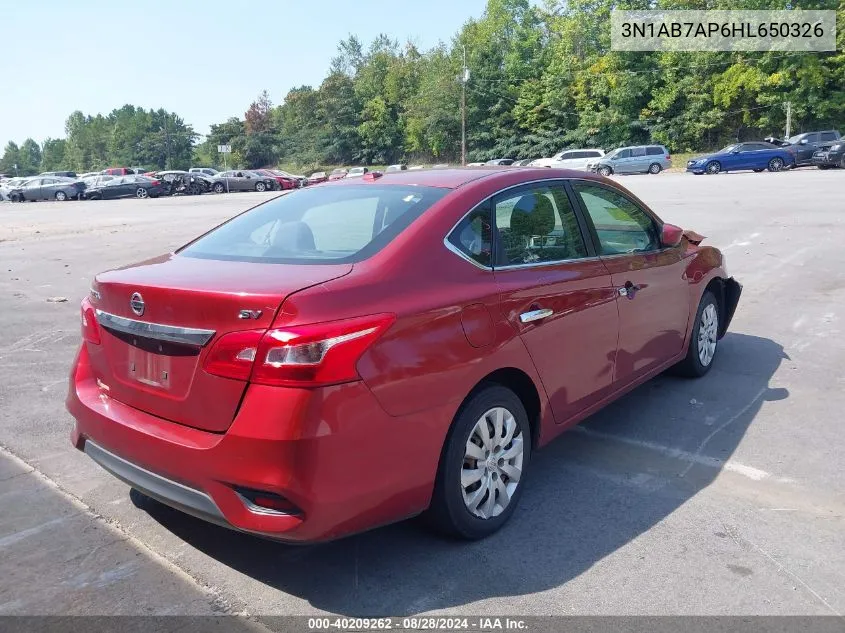 2017 Nissan Sentra Sv VIN: 3N1AB7AP6HL650326 Lot: 40209262