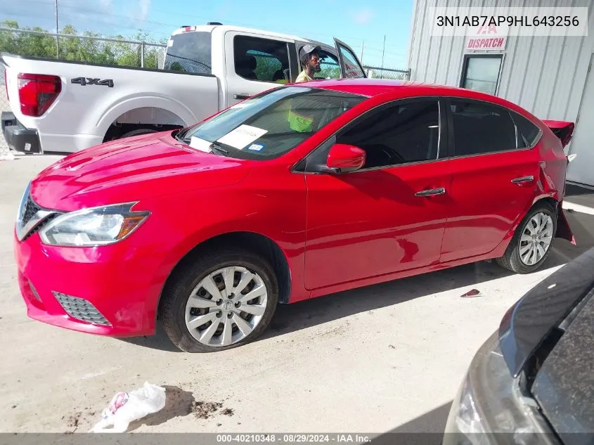 2017 Nissan Sentra Sv VIN: 3N1AB7AP9HL643256 Lot: 40210348