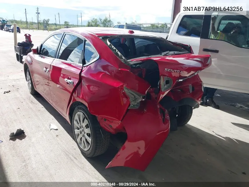 2017 Nissan Sentra Sv VIN: 3N1AB7AP9HL643256 Lot: 40210348