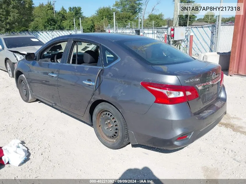 2017 Nissan Sentra S VIN: 3N1AB7AP8HY217318 Lot: 40221392