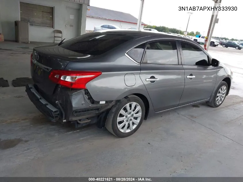 2017 Nissan Sentra S VIN: 3N1AB7APXHY333930 Lot: 40221621