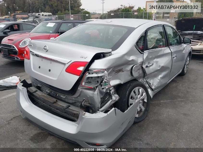 2017 Nissan Sentra Sv VIN: 3N1AB7AP6HY301332 Lot: 40222035