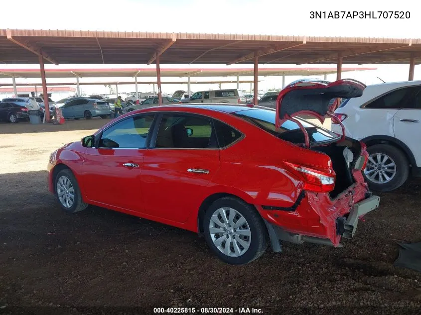 2017 Nissan Sentra Sv VIN: 3N1AB7AP3HL707520 Lot: 40225815