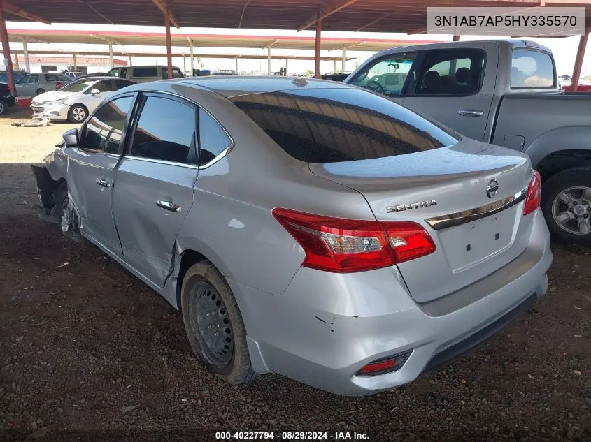 2017 Nissan Sentra Sv VIN: 3N1AB7AP5HY335570 Lot: 40227794