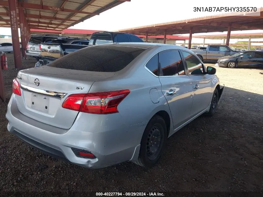 2017 Nissan Sentra Sv VIN: 3N1AB7AP5HY335570 Lot: 40227794