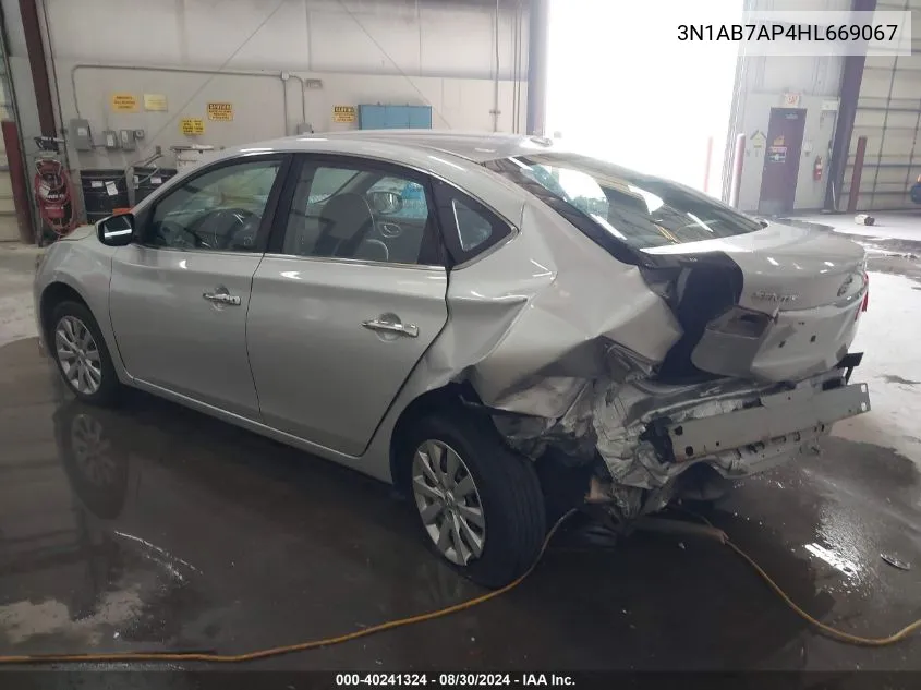 2017 Nissan Sentra Sv VIN: 3N1AB7AP4HL669067 Lot: 40241324