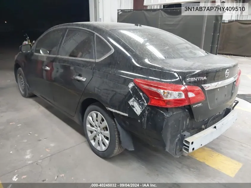 2017 Nissan Sentra Sv VIN: 3N1AB7AP7HY409510 Lot: 40245032