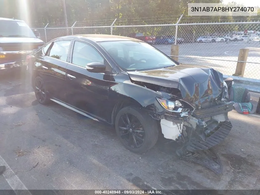 2017 Nissan Sentra Sr VIN: 3N1AB7AP8HY274070 Lot: 40248948