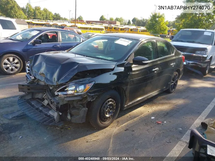 2017 Nissan Sentra Sr VIN: 3N1AB7AP8HY274070 Lot: 40248948