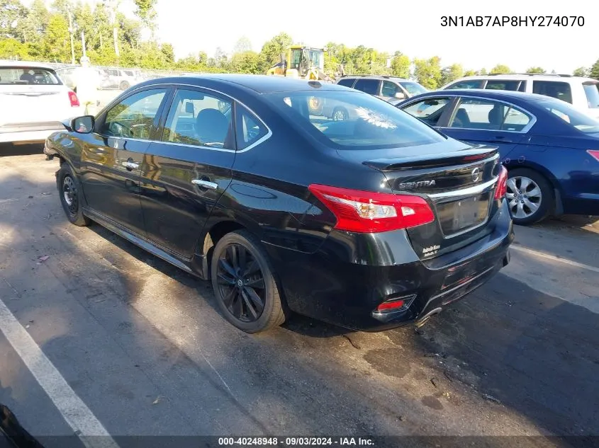 2017 Nissan Sentra Sr VIN: 3N1AB7AP8HY274070 Lot: 40248948