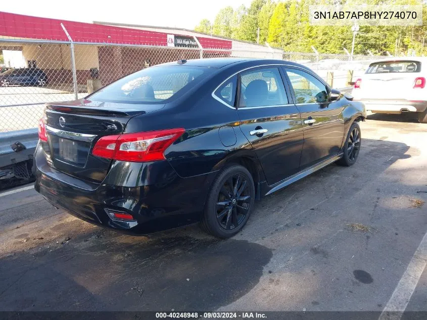 2017 Nissan Sentra Sr VIN: 3N1AB7AP8HY274070 Lot: 40248948