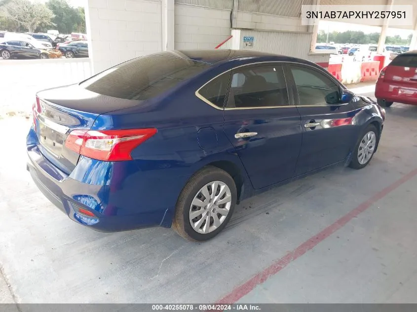 2017 Nissan Sentra S/Sv/Sr/Sl VIN: 3N1AB7APXHY257951 Lot: 40255078