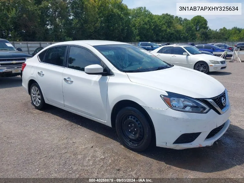 2017 Nissan Sentra S VIN: 3N1AB7APXHY325634 Lot: 40258875