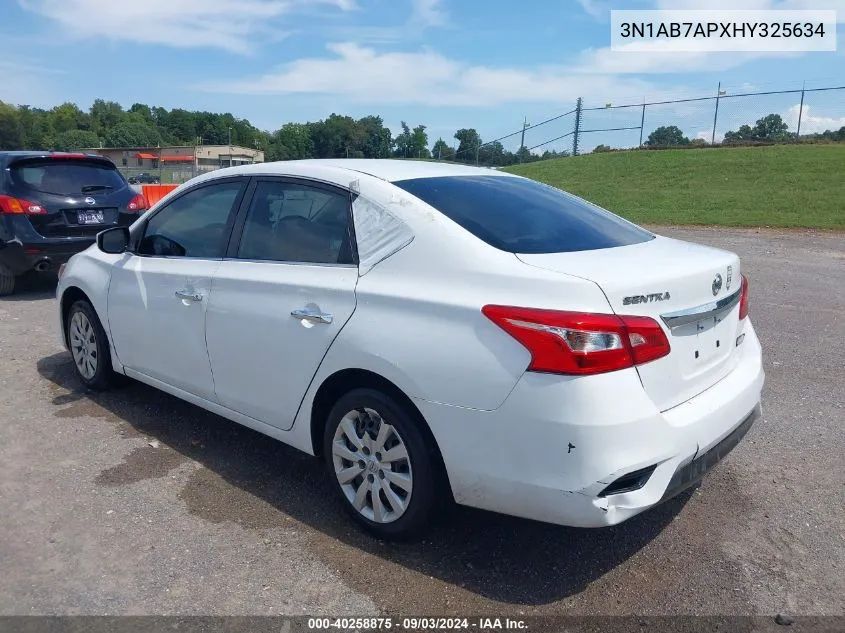 2017 Nissan Sentra S VIN: 3N1AB7APXHY325634 Lot: 40258875