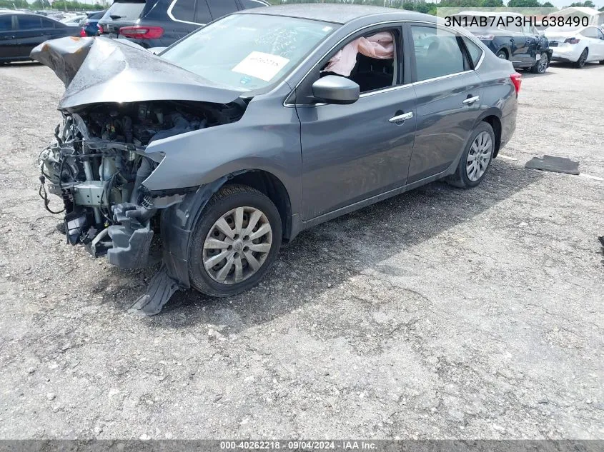 2017 Nissan Sentra S/Sv/Sr/Sl VIN: 3N1AB7AP3HL638490 Lot: 40262218