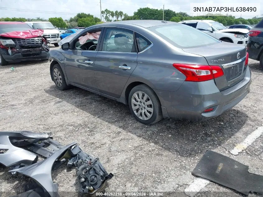 2017 Nissan Sentra S/Sv/Sr/Sl VIN: 3N1AB7AP3HL638490 Lot: 40262218