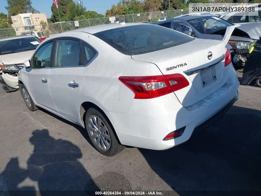 3N1AB7AP0HY389388 2017 Nissan Sentra S/Sv/Sr/Sl