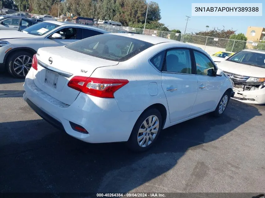 2017 Nissan Sentra S/Sv/Sr/Sl VIN: 3N1AB7AP0HY389388 Lot: 40264384